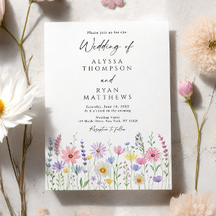 Ömtålig äng med vilda blommor bröllop inbjudningar