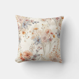Ömtålig äng med vilda blommor, mjuk pastell floral kudde