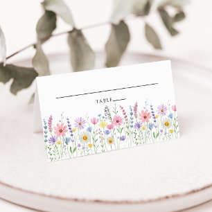 Ömtålig äng med vildblommor bröllopsplatskort kort