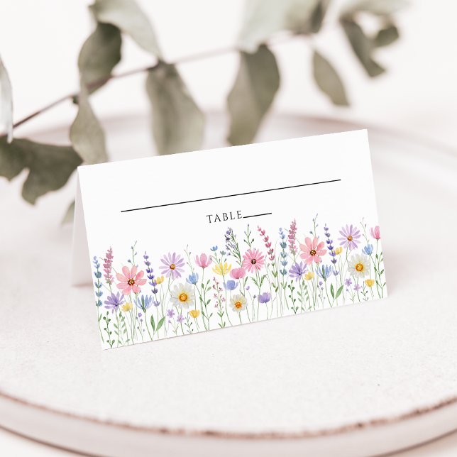 Ömtålig äng med vildblommor bröllopsplatskort kort (Skapare uppladdad)