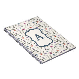 Ömtålig ängsblomma Blommönster Monogram Anteckningsbok