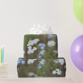Ömtålig blå och vit blomster presentpapper