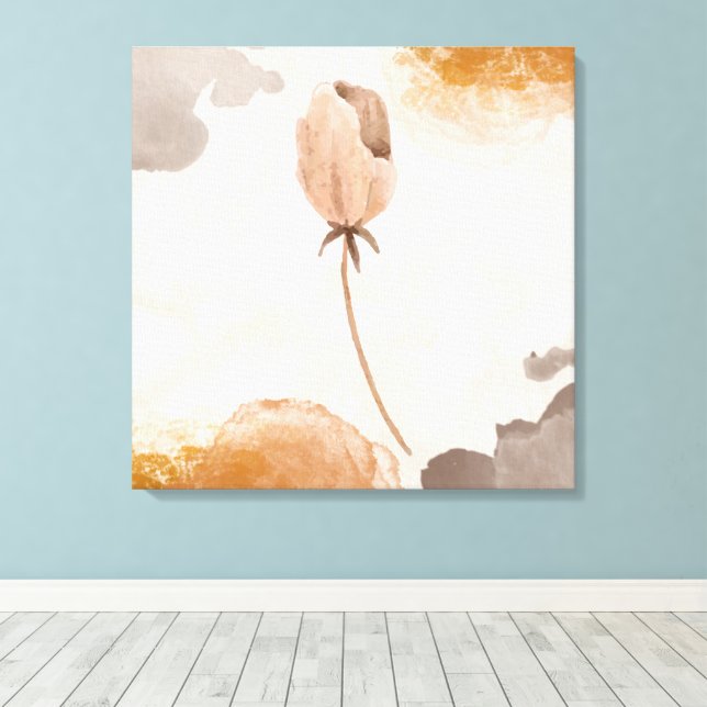 Ömtålig blomillustration i akvarell canvastryck (Insitu (trägolv))