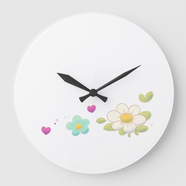 Ömtålig blomillustration väggklocka – Natur (Framsida)