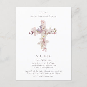 Ömtålig blomma Kors Dop Konfirmation Vykort