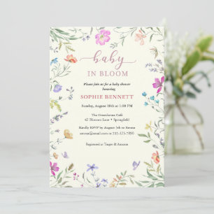 Ömtålig Blommig Bebis Shower Inbjudan