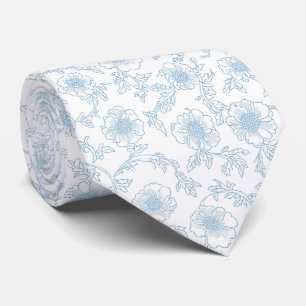 Ömtålig blomstergul blå toile de jouy halsduk slips