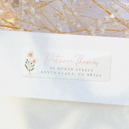 Ömtålig Boho Vildblomma Skript Returadress Etikett