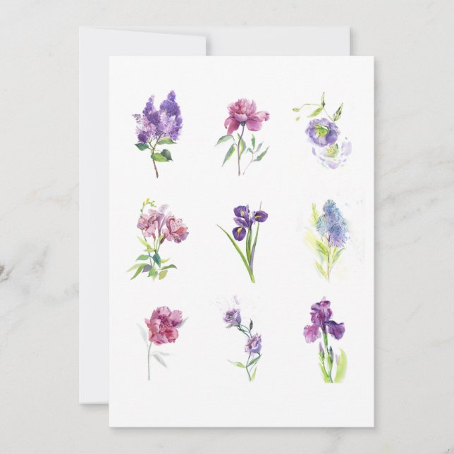 Ömtålig botanisk samling – Elegant blomsterkonst Tack Kort (Framsida)