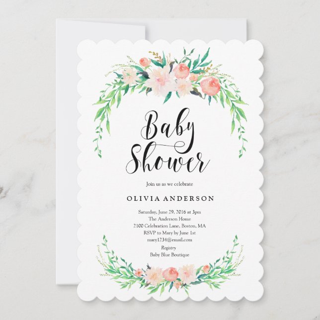 Ömtålig bukett baby shower inbjudan (Framsida)