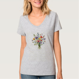 Ömtålig bukett med vildblommor Vattenfärgillustrat T Shirt