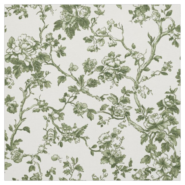 Ömtålig grön blommig Toile Tyg (Provkarta)