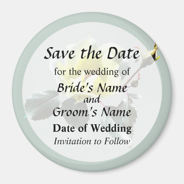 Ömtålig Gul Ros Spara Datum Magnet (Framsidan)