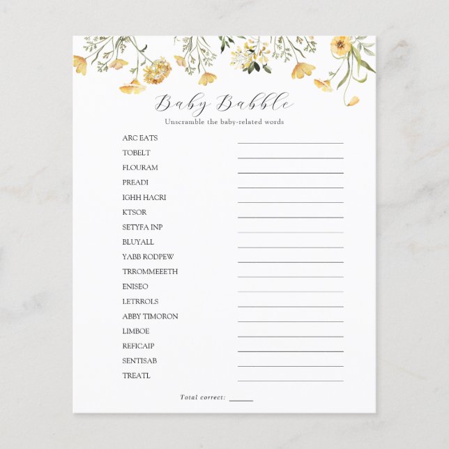 Ömtålig Gul Vildblomma Baby Pladder Röra (Framsida)