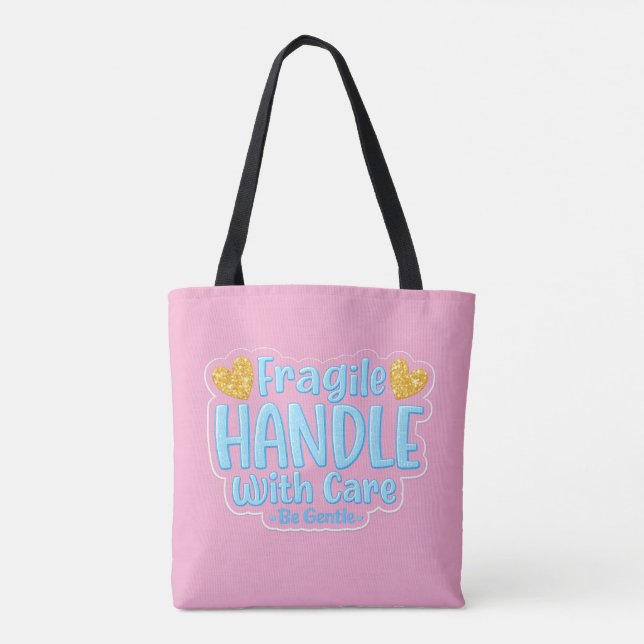 💖 Ömtålig – Hantera Med Omsorg Toteväska 👜✨ Tygkasse (Baksida)