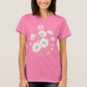 Ömtålig Kosmosbukett Linje Konst Grace T Shirt