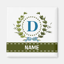 Ömtålig krans av murgröna och namnband med monogra magnet