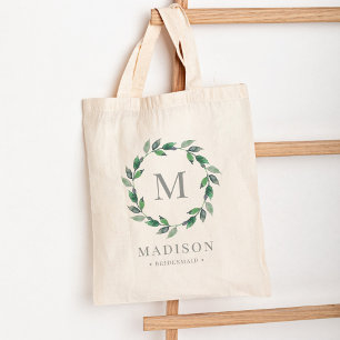 Ömtålig krans Personlig monogram-handväska Tygkasse