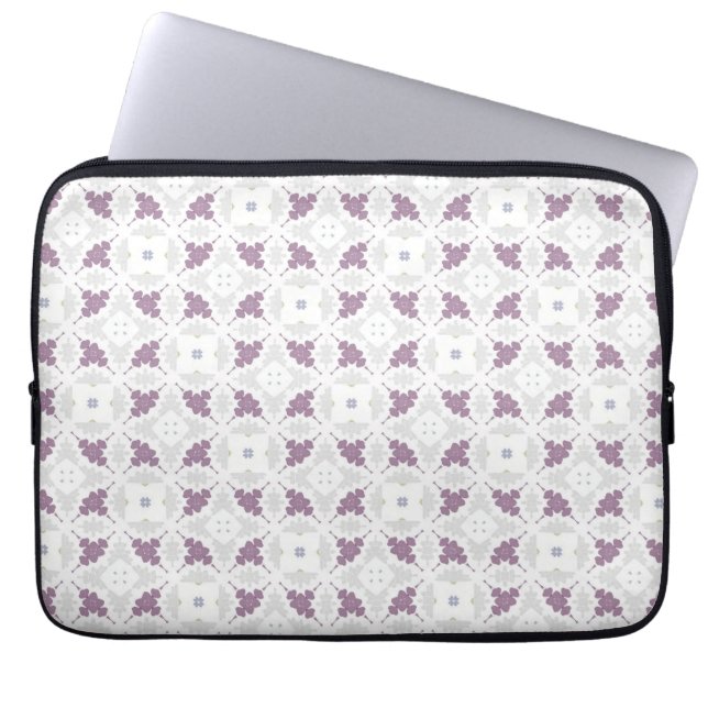 Ömtålig Lavendel Blommig Diamant Gitter Laptop Fodral (Framsidan)
