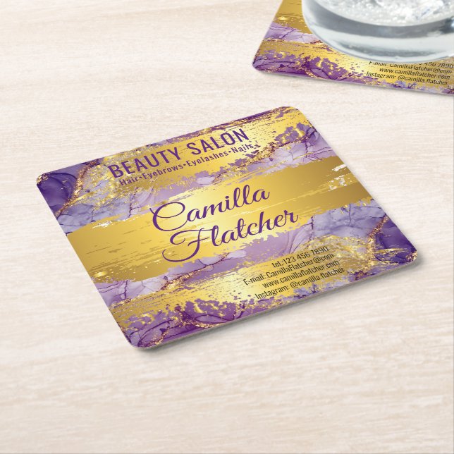 Ömtålig Lila Akvarell Underlägg Papper Kvadrat (Vinklad)