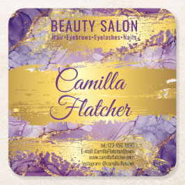 Ömtålig Lila Akvarell Underlägg Papper Kvadrat