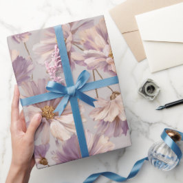 Ömtålig lila tusensköna kräm blomster mönster presentpapper
