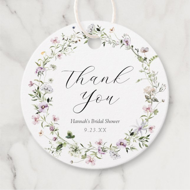 Ömtålig lila vildblomma Tack Gåvor Etiketter (Framsida)