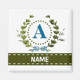 Ömtålig ljustryck av murgröna med monogram A Magnet