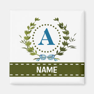 Ömtålig ljustryck av murgröna med monogram A Magnet