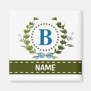 Ömtålig ljustryck av murgröna med monogram B Magnet