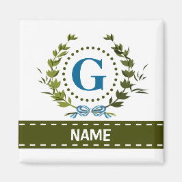 Ömtålig ljustryck av murgröna med monogram G Magnet