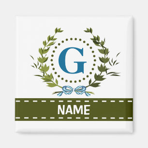 Ömtålig ljustryck av murgröna med monogram G Magnet