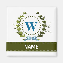 Ömtålig ljustryck av murgröna med monogram W Magnet