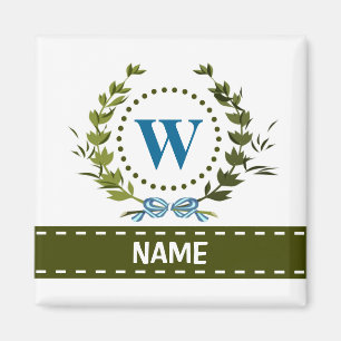 Ömtålig ljustryck av murgröna med monogram W Magnet