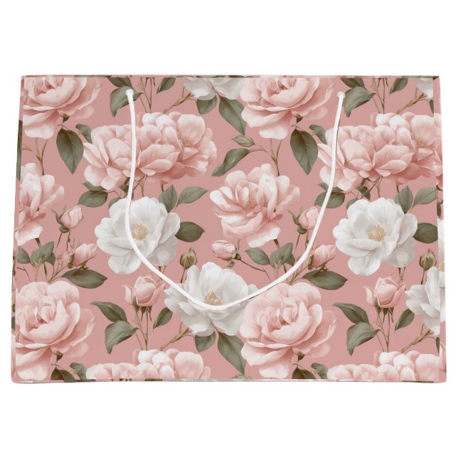 Ömtålig mjuk rosa ros vit blommig mönster (Framsidan)