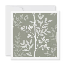 Ömtålig Olivgrön Blommig Randig Konstkort