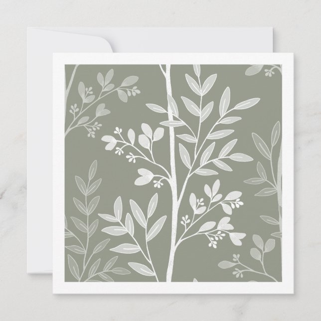 Ömtålig Olivgrön Blommig Randig Konstkort Kort (Framsida)