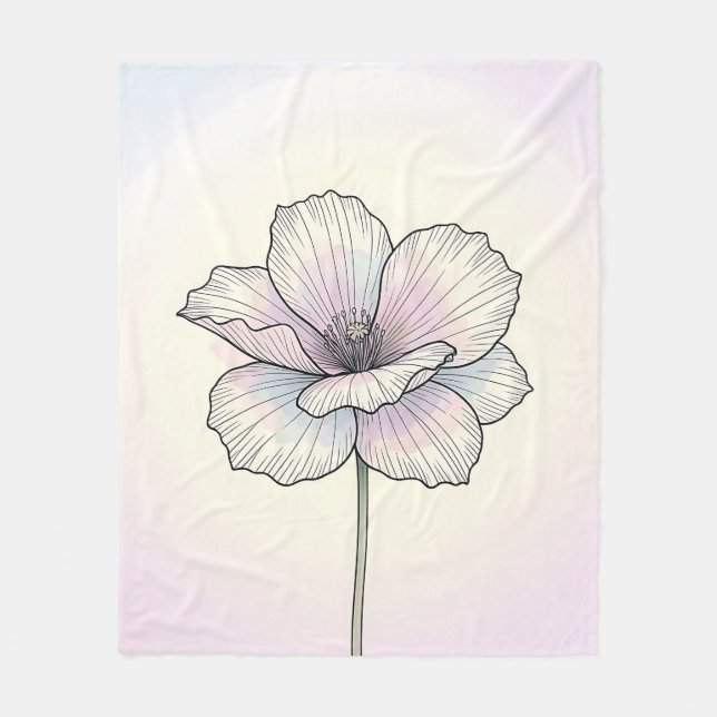 Ömtålig Pastell Vallmo Blomma Fleecefilt (Framsidan)