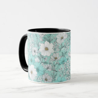 Ömtålig Pastell Vildblomma Mint Blommönster Mugg