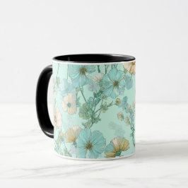 Ömtålig Pastell Vildblomma Mint Blommönster Mugg