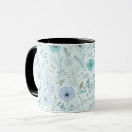 Ömtålig Pastell Vildblomma Mint Blommönster Mugg