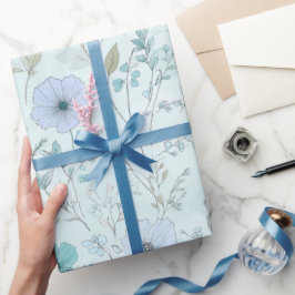 Ömtålig Pastell Vildblomma Mint Blommönster Presentpapper