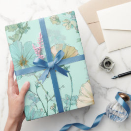Ömtålig Pastell Vildblomma Mint Blommönster Presentpapper