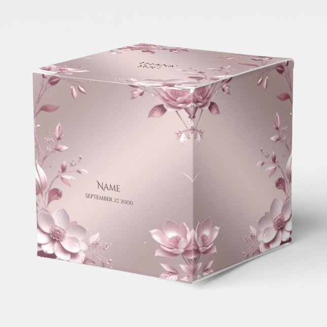 Ömtålig Rosa Blommig Favoritlåda Presentaskar (Framsidan Sidan)