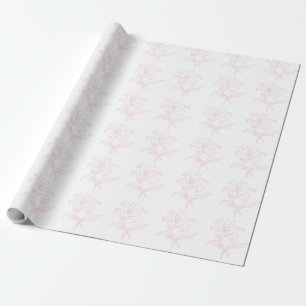 Ömtålig Rosa Blommig Lilja Linjärt Bröllopsdusch Presentpapper