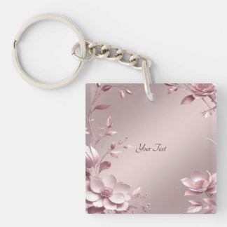 Ömtålig rosa blommig nyckelring