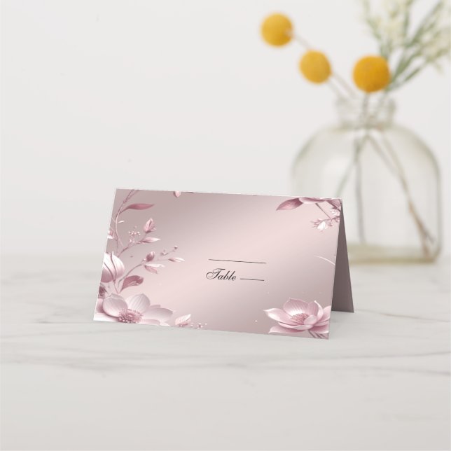 Ömtålig Rosa Blommig Ram Platskort Placeringskort (Framsida)
