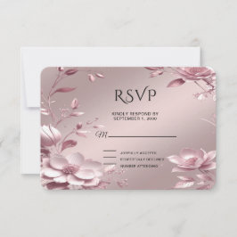 Ömtålig Rosa Blommig Ram RSVP-kort OSA Kort