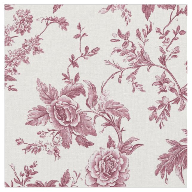 Ömtålig rosa botanisk toile tyg (Närbild)