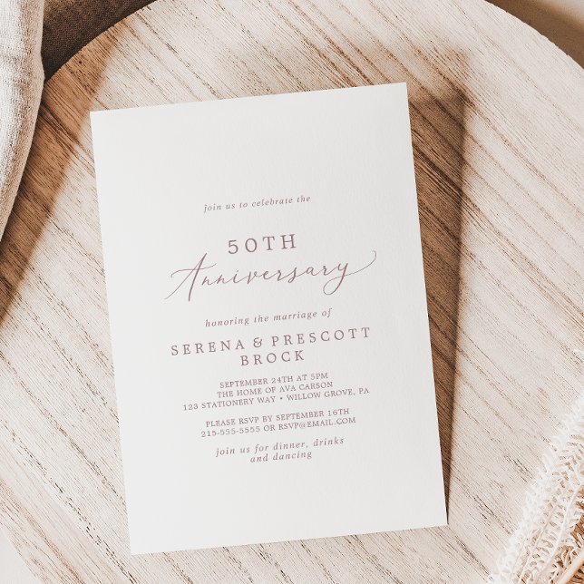 Ömtålig Rosa Guld 50-års Bröllopsjubileum Inbjudningar (Skapare uppladdad)